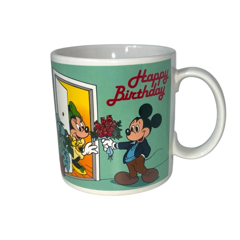 Minnie and‎ Mickey Mouse Vintage 1987 Walt Disney Mug Applause Happy Birthday
